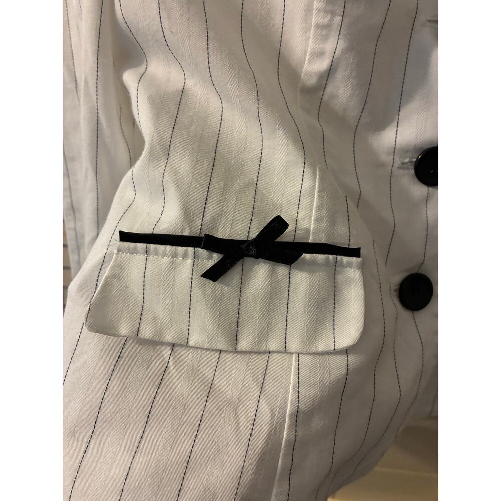 Speechless Blazer Vintage Y2K White Black Pin Stripe Black Buttons Accent Bow - Picture 3 of 9